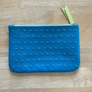 Ipsy teal studded 100th glam mini makeup zip cosmetic bag